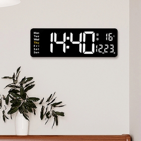 직사각 LED 벽시계 거실 카페 인테리어 집들이 개업선물 날짜 온도 전자벽시계